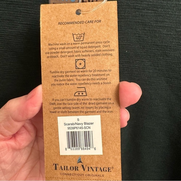 Men’s Tailor Vintage Navy Green AiroTec Henley Long Sleeve Shirt Sz S - Picture 8 of 8